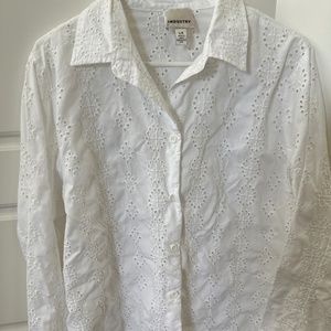 White Eyelet Button Down